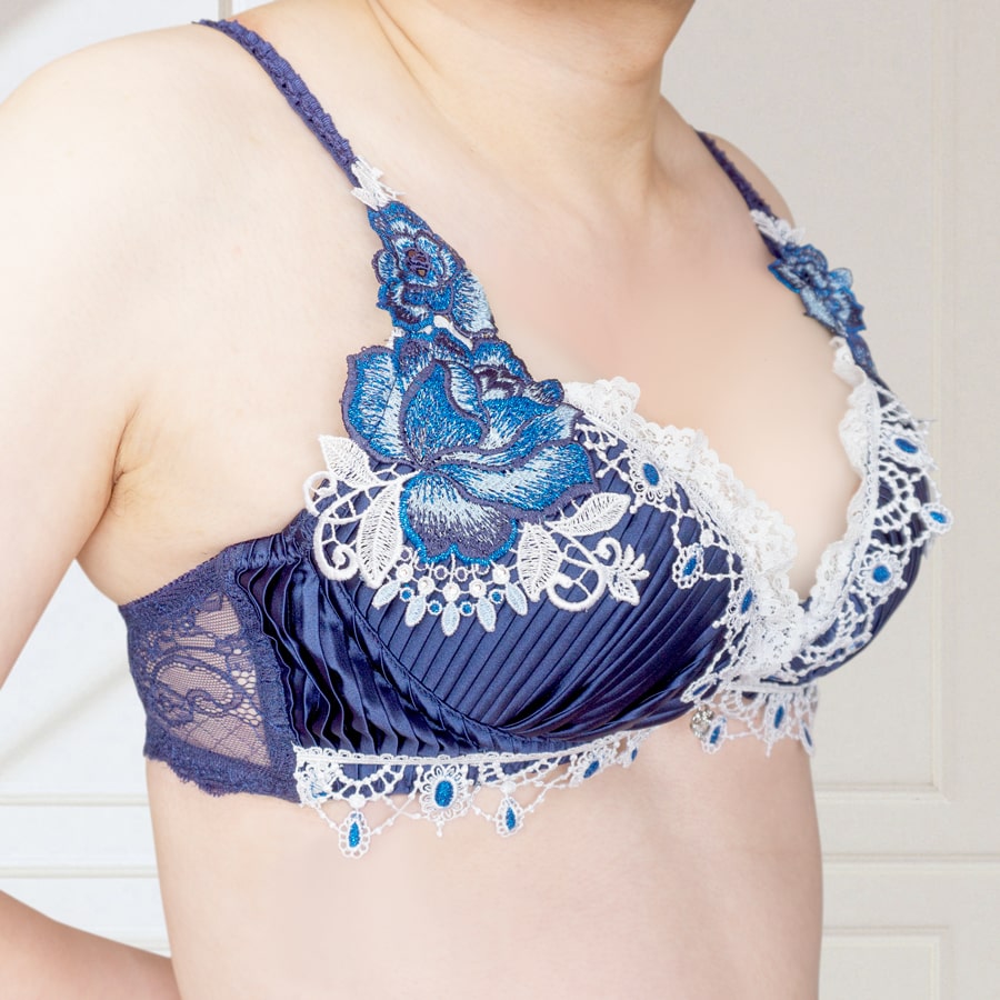 リュクスジュエリープリーツブラ&Tバック/ネイビー口コミ・レビュー投稿